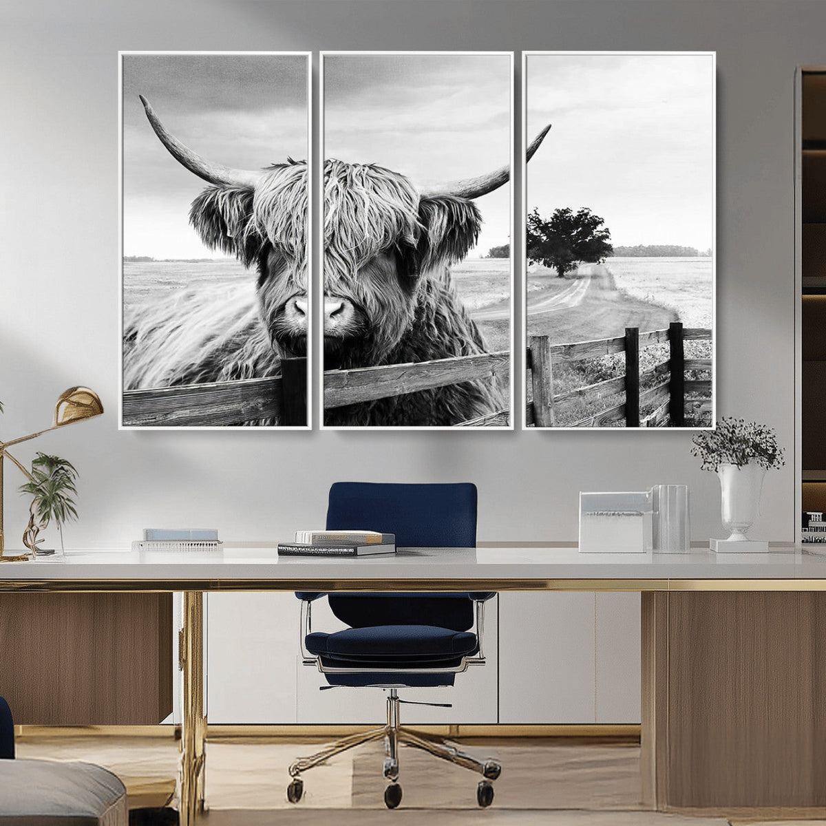 Scottish Highland Cow Wall Art | Rustic Farmhouse Décor |