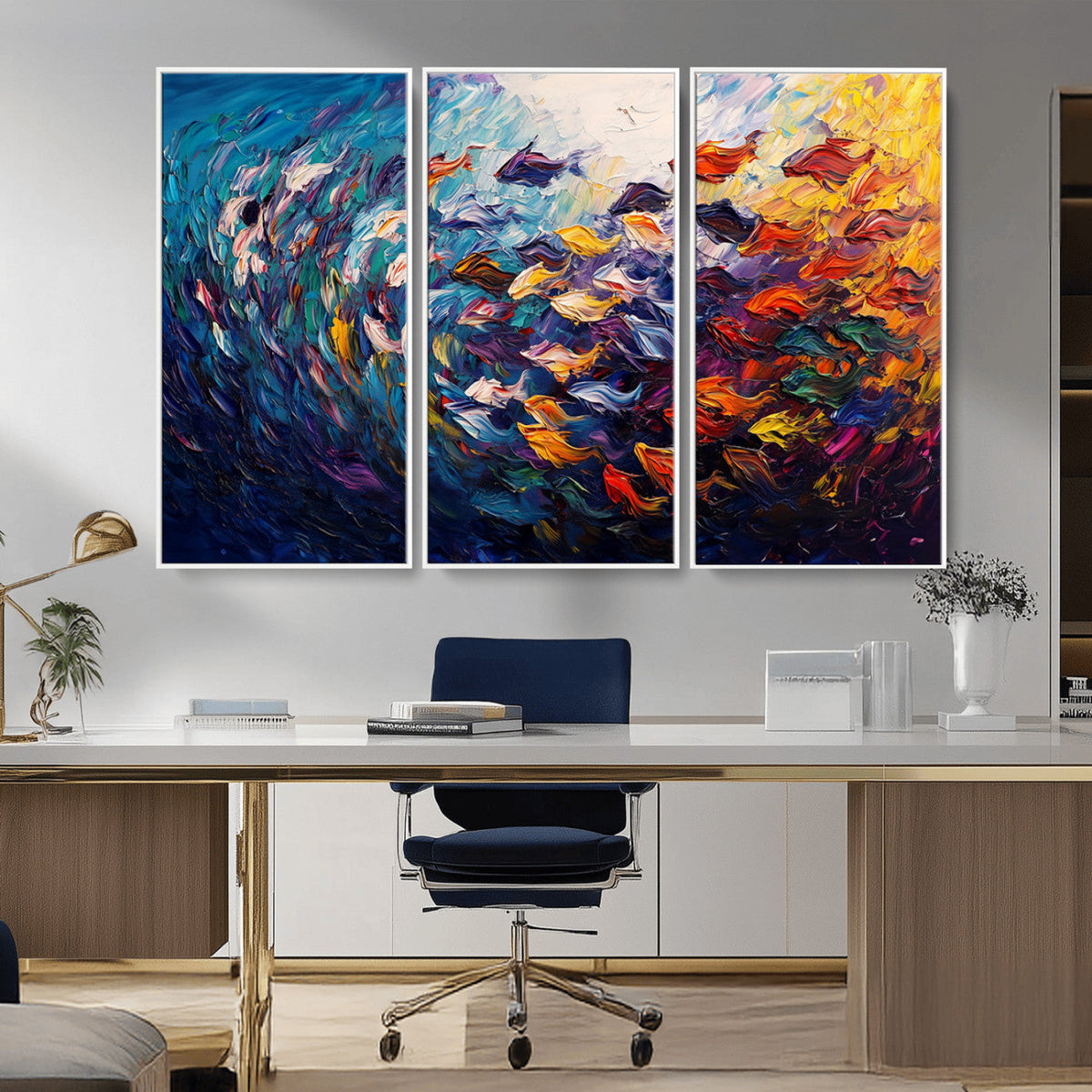 Vibrant Abstract Fish Swarm Art – Colorful Fish Inspired
