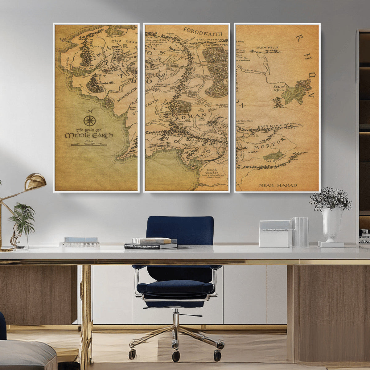 Middle Earth Map Canvas Wall Art – Vintage Fantasy Map