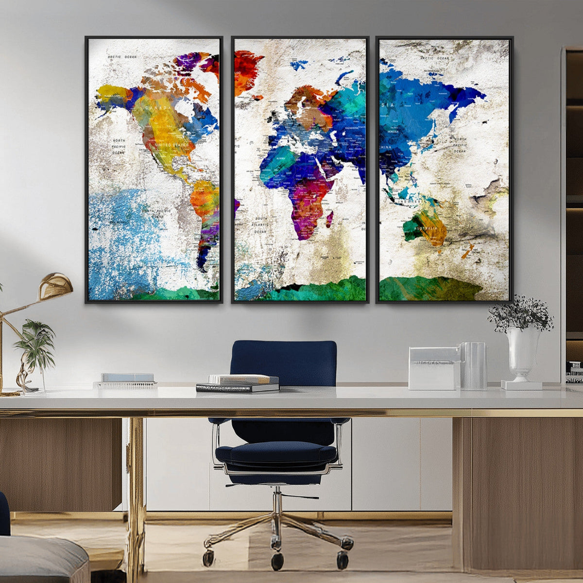 World Map Canvas Print – Framed Travel Map Wall Art for