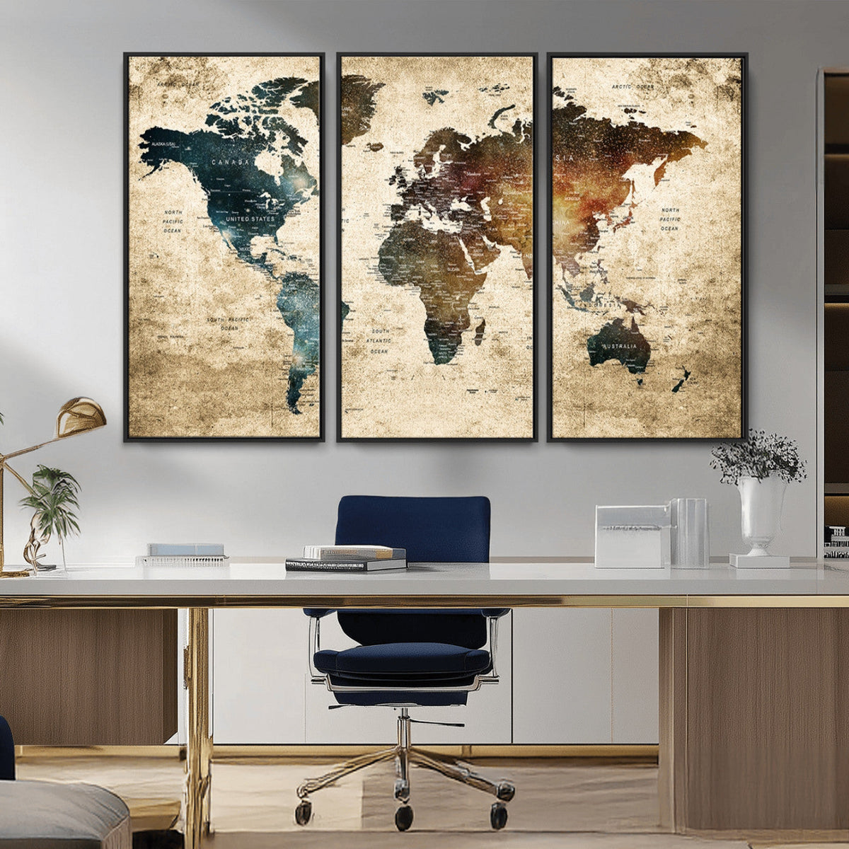 World Map Canvas Print – Detailed Map of the World Wall Art