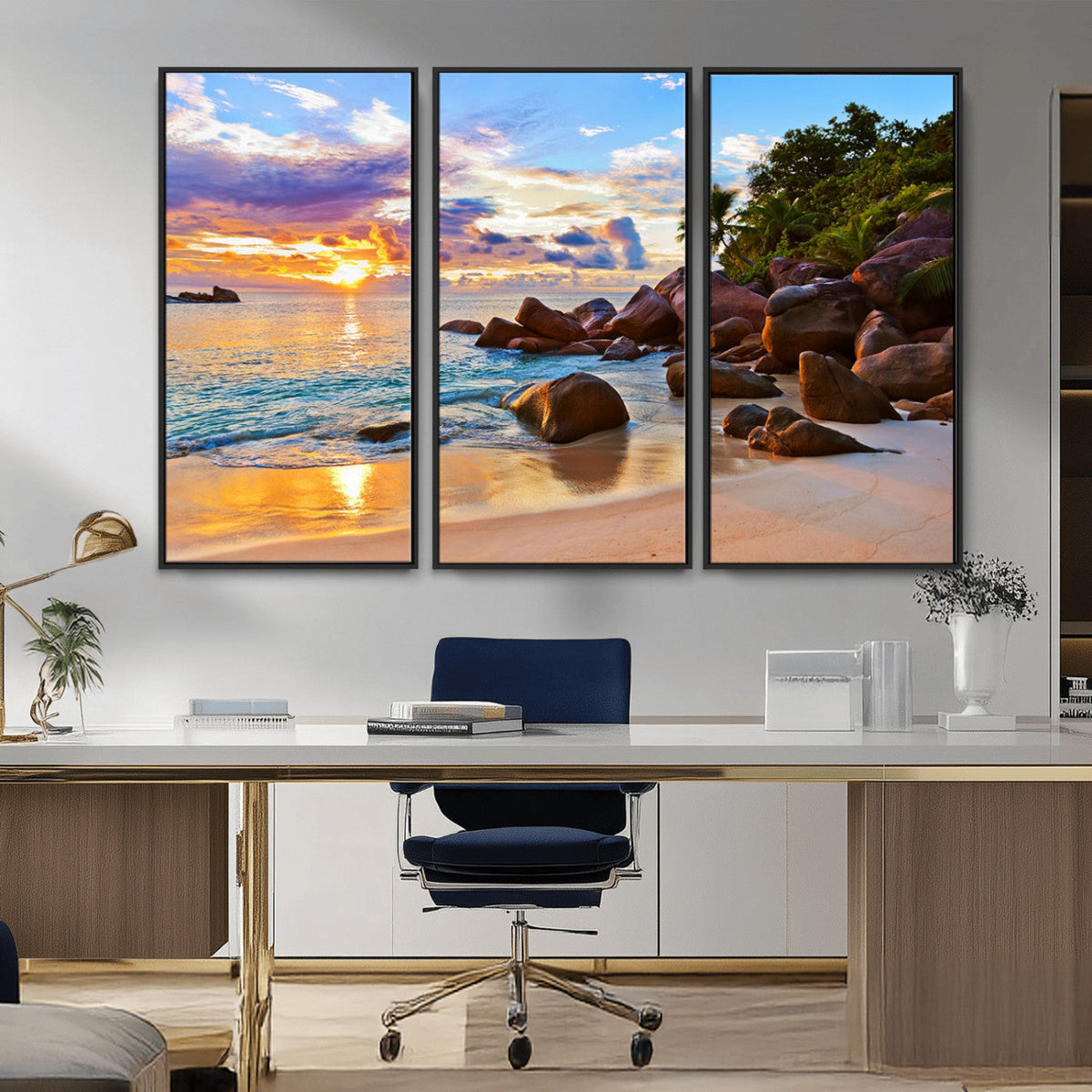 Tropical Island Beach Sunset Canvas Print