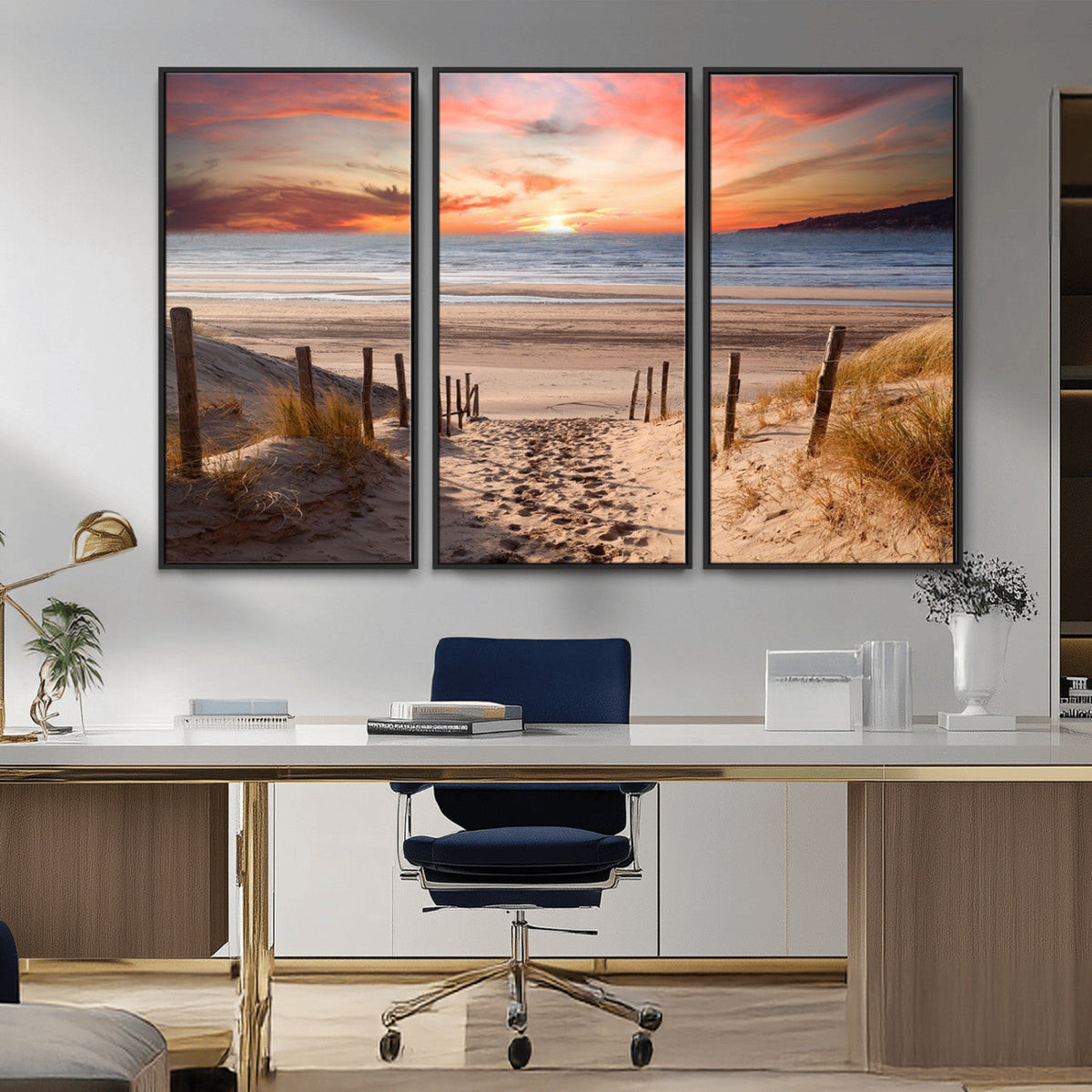 Sunset on the Sea Wall Art Canvas Print
