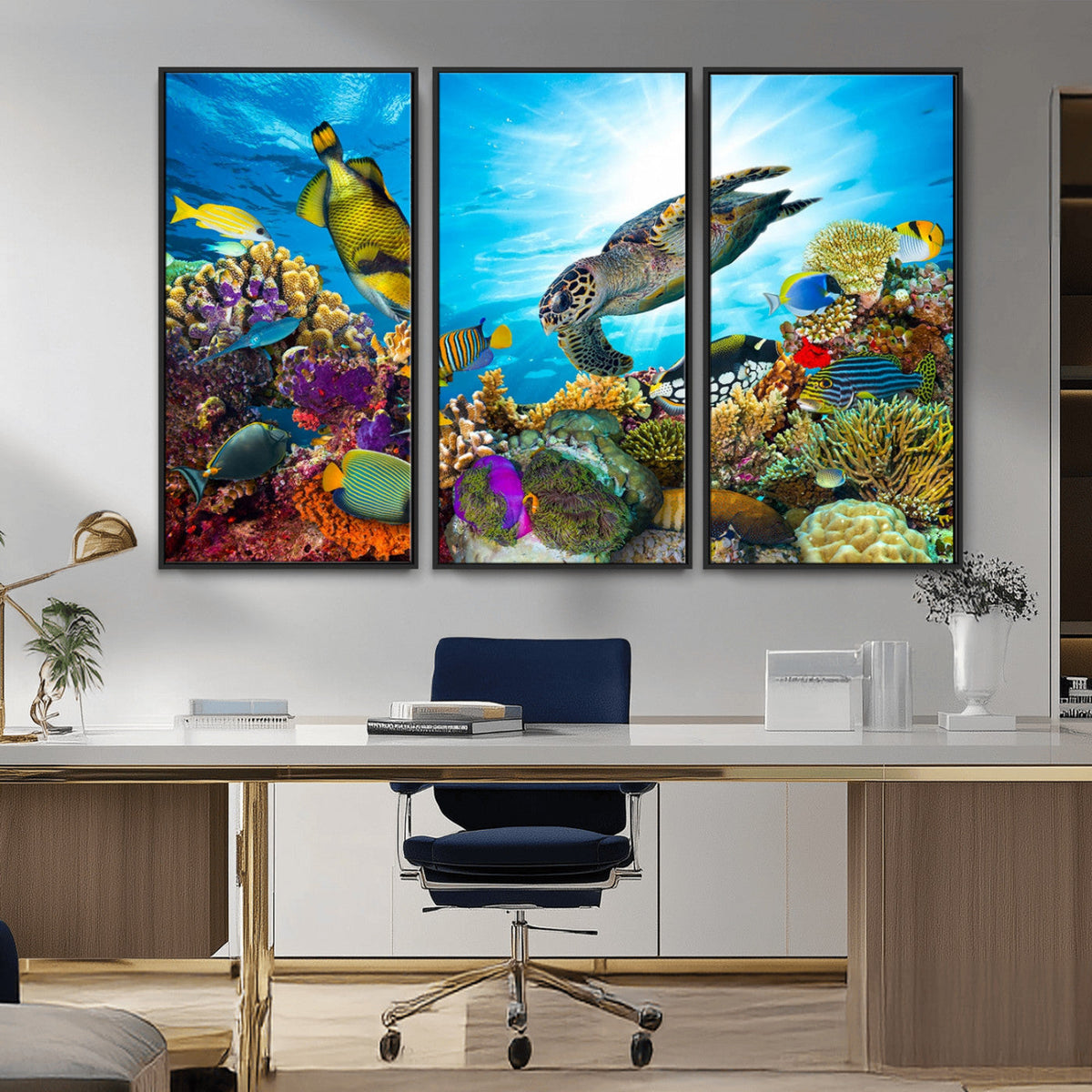 Aquatic Life Sea Turtles Fish Wall Art Canvas Print
