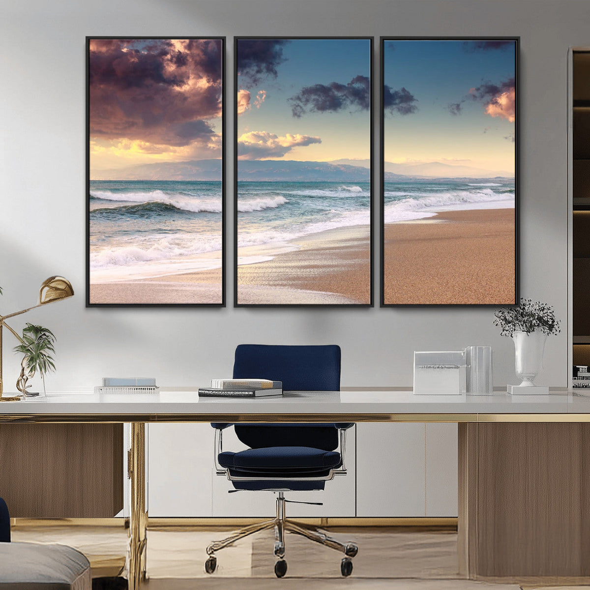 Cloudy Weather Beach Sunset Canvas Print | Sunrise Wall Art