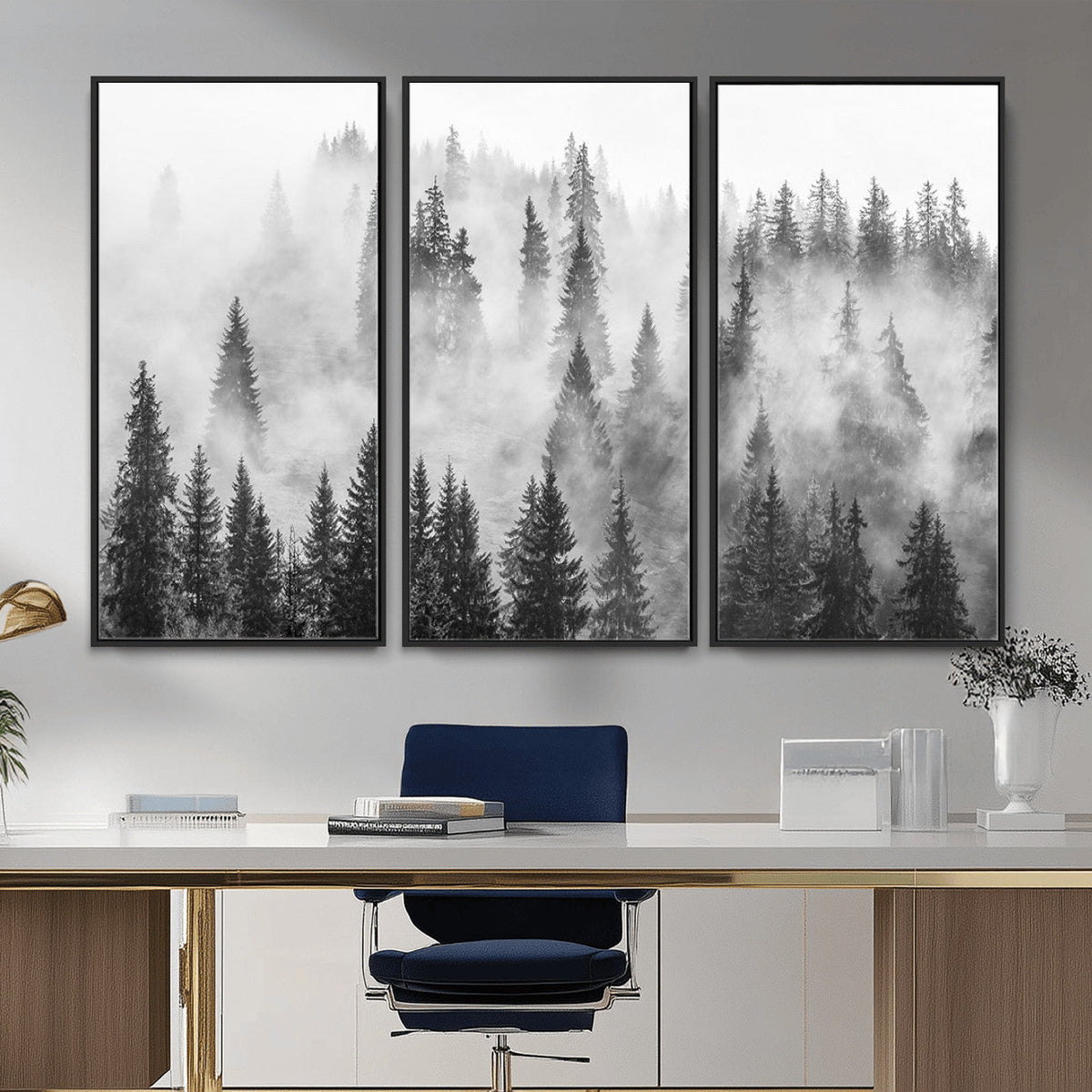 Forest Wall Art Print | Foggy Pine Forest Canvas Wall Art -