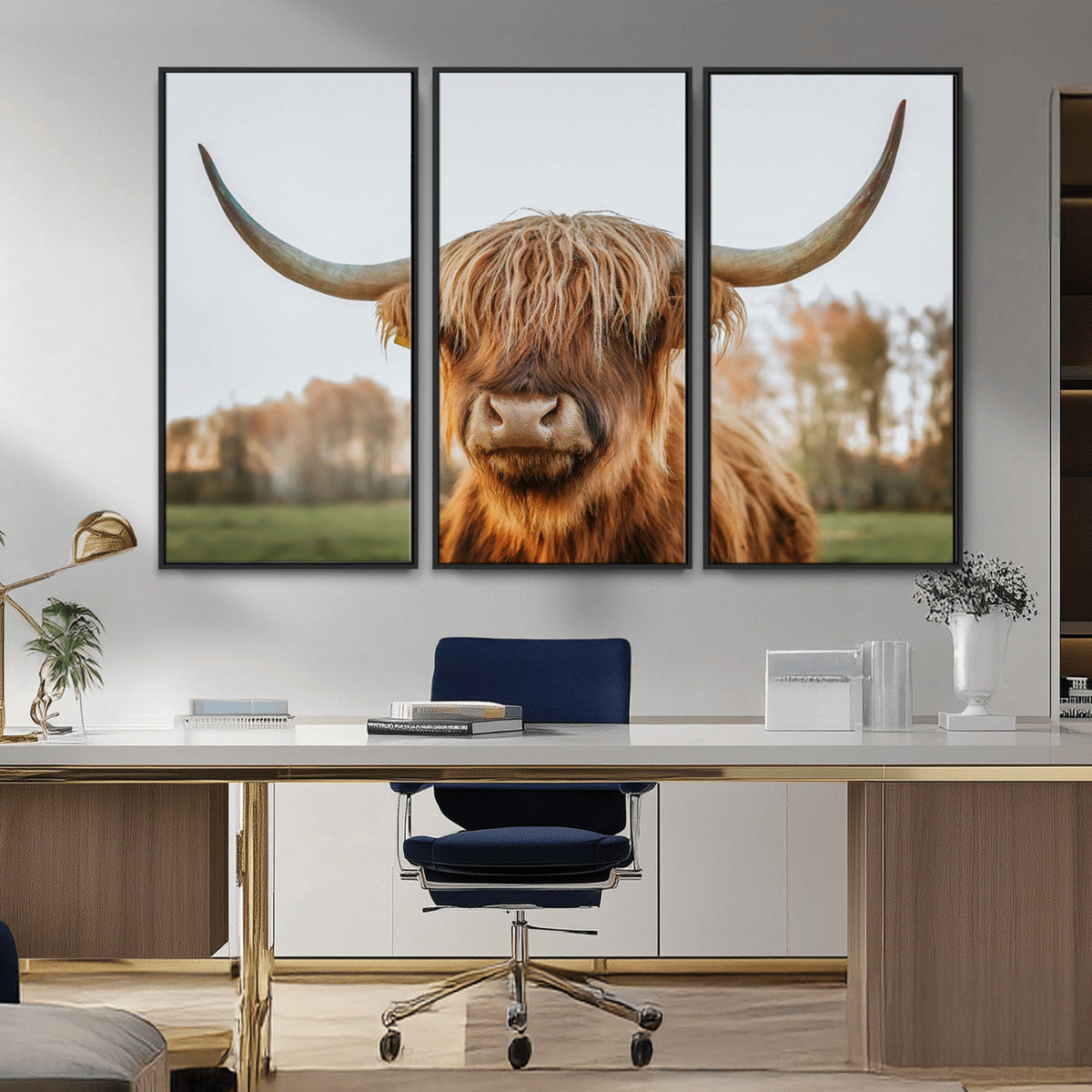 Highland Cow Animal Scottish Cattle Art Print Farmhouse Wall