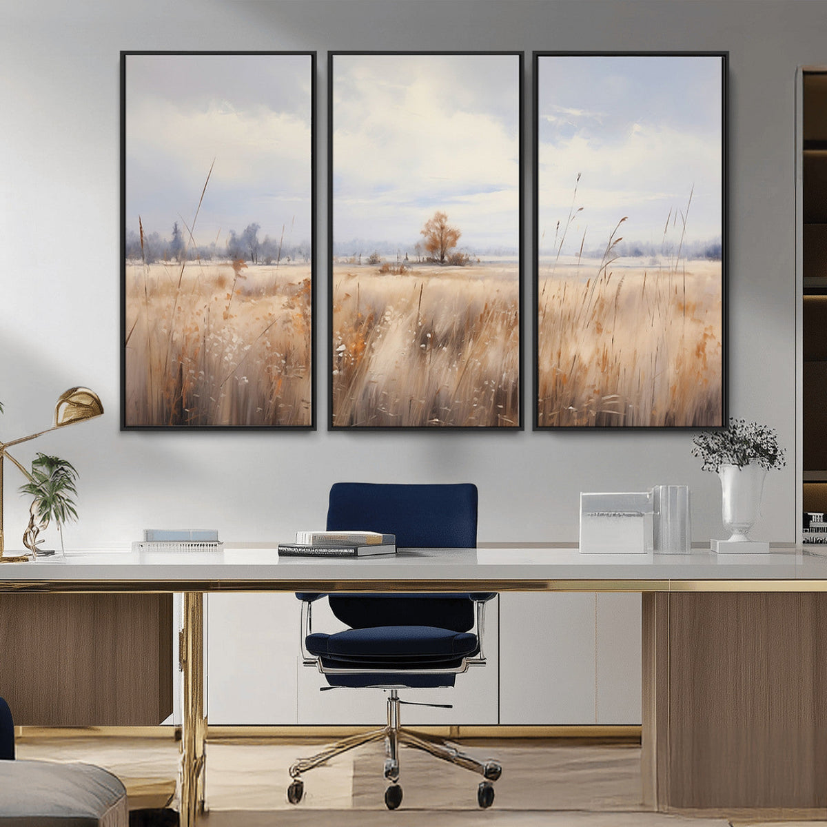 Golden Fields Wall Art Print Canvas – Serene Landscape of