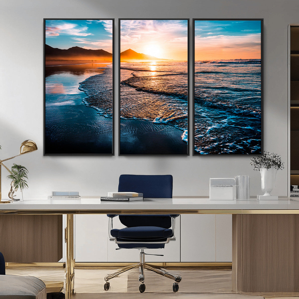 Sunset Beach Ocean Canvas Wall Art – Tranquil Ocean