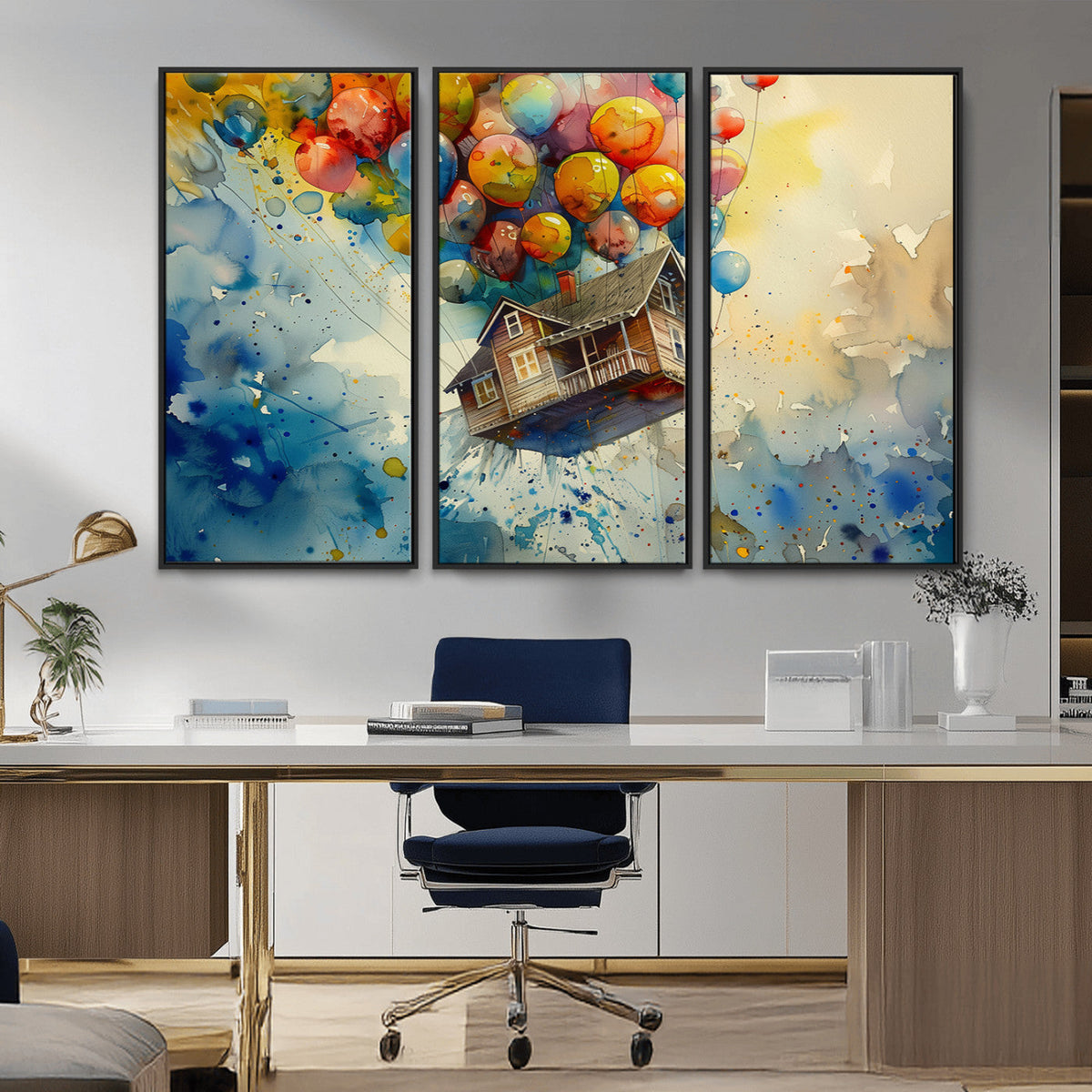 UP-Inspired Floating House with Balloons Canvas Art –