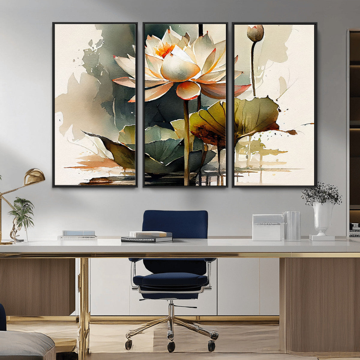 Lotus Flower Watercolor Canvas Print – A Symbol of Serenity