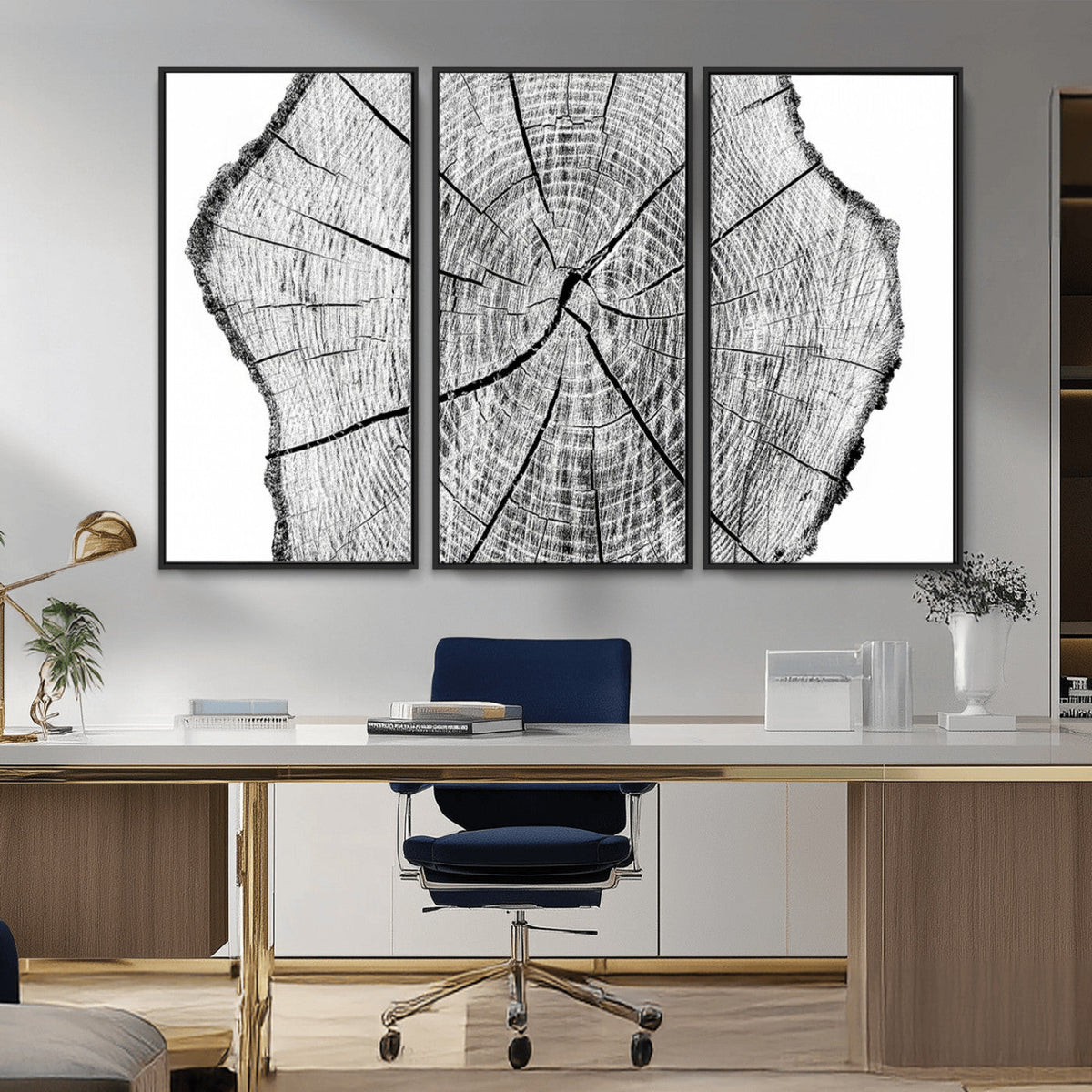 Rustic Tree Ring Wall Art Canvas Print – Framed and Ready to