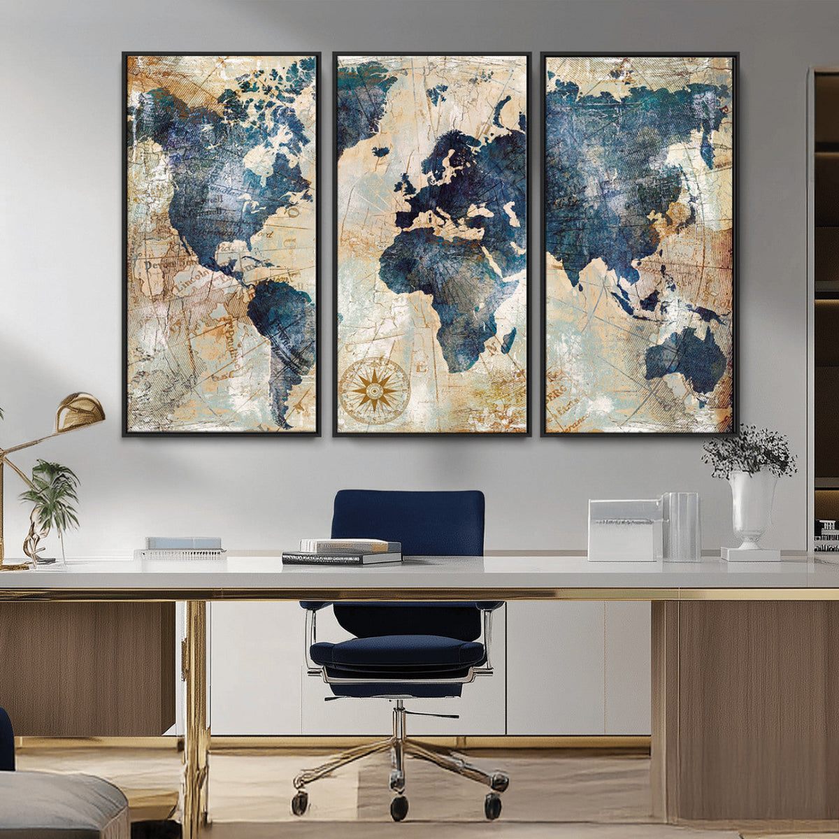 World Map Canvas Print – Framed Wall Art for Couples,
