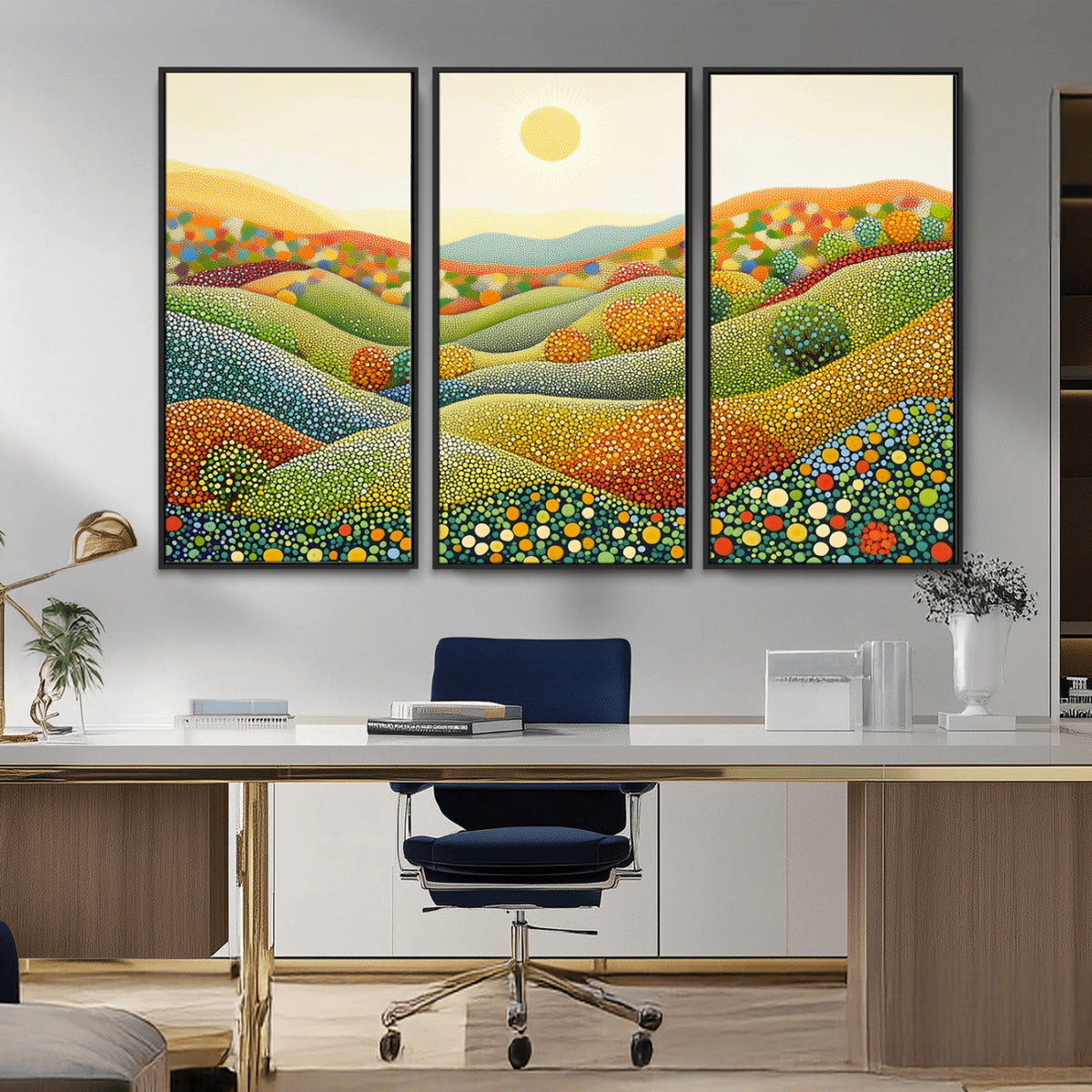YAYOI KUSAMA Wall Art - Colorful Dot Art Landscape Canvas,