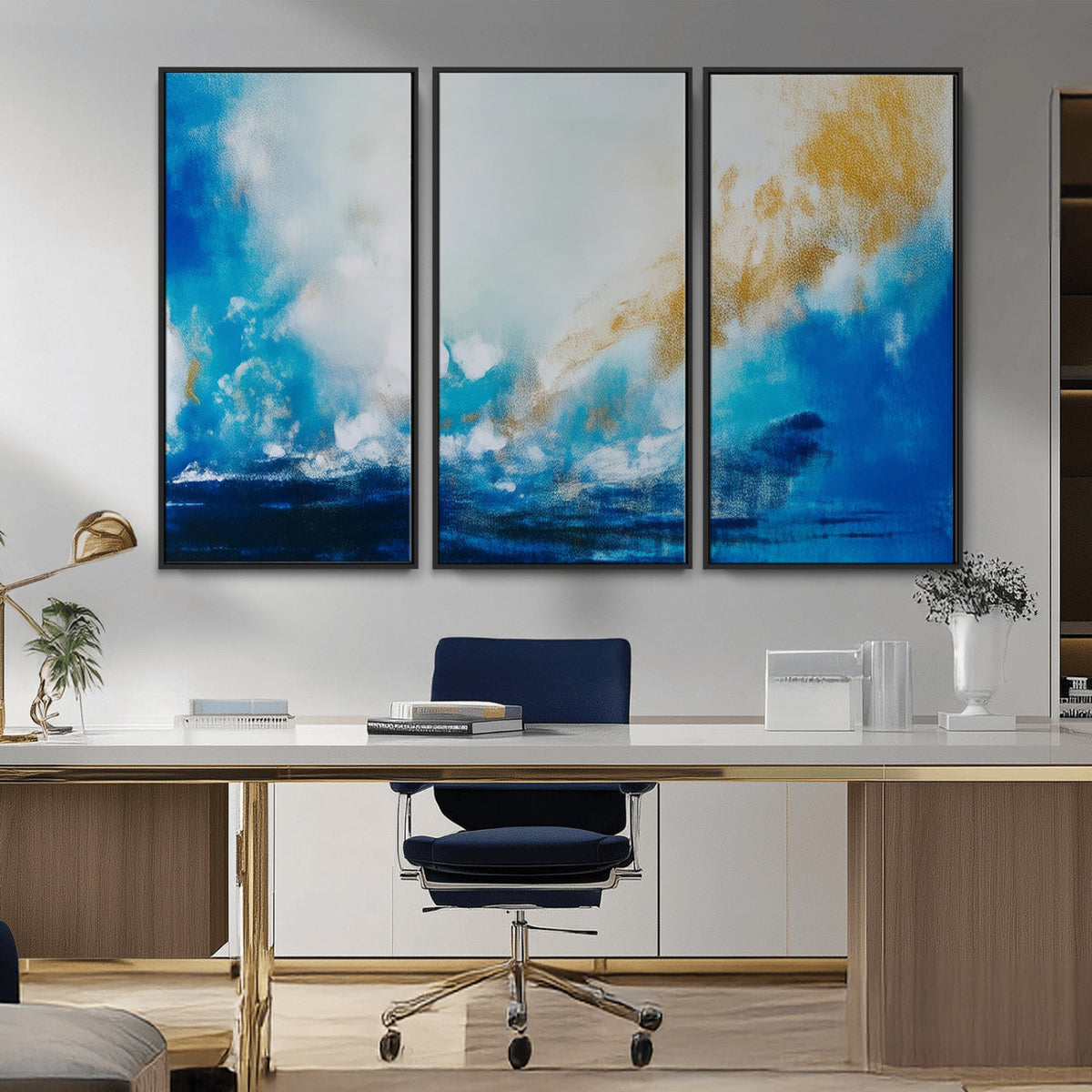 Blue Abstract Print - Dynamic Ocean-Inspired Canvas Wall Art