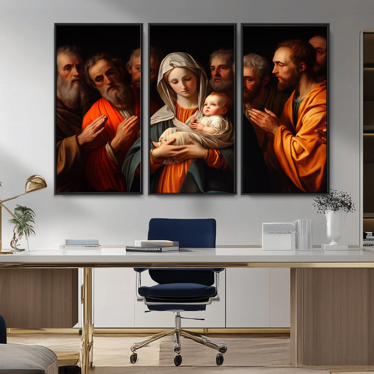 Religious Canvas Wall Art Print - Madonna and Child with
