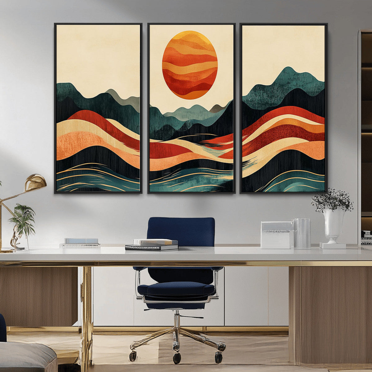 Mountain Triptych Wall Art Canvas Print – Western Nature