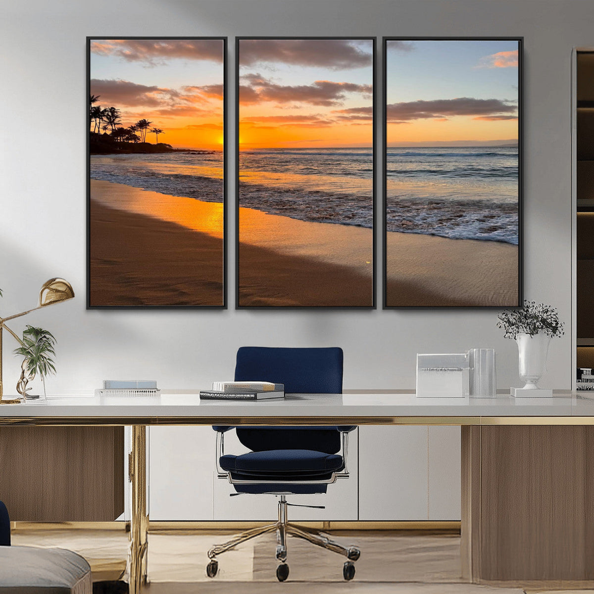 Sunset Wall Art Print - Stunning Beach Sunset Canvas Artwork