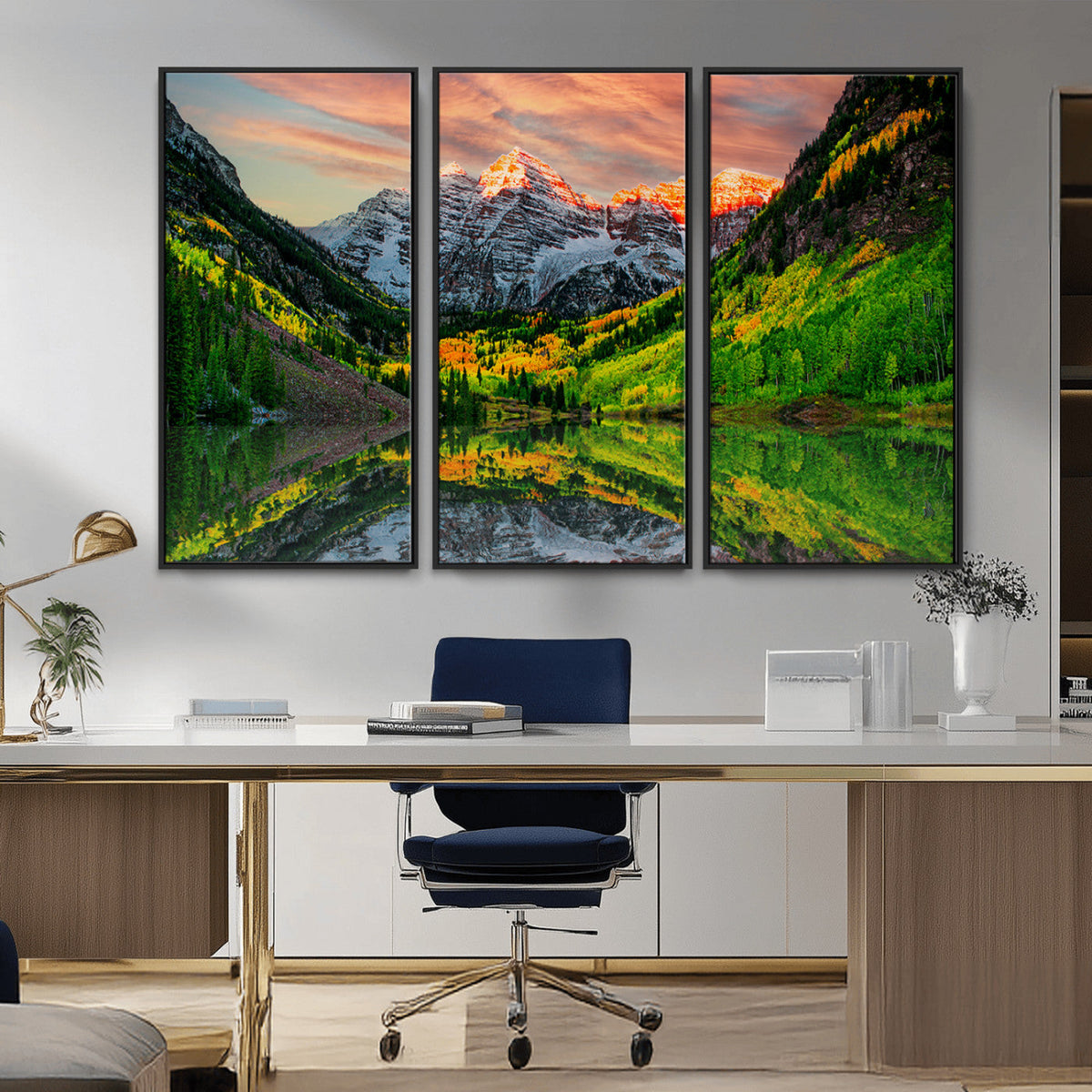 Maroon Bells Lake Wall Art Canvas Print – Framed Majestic