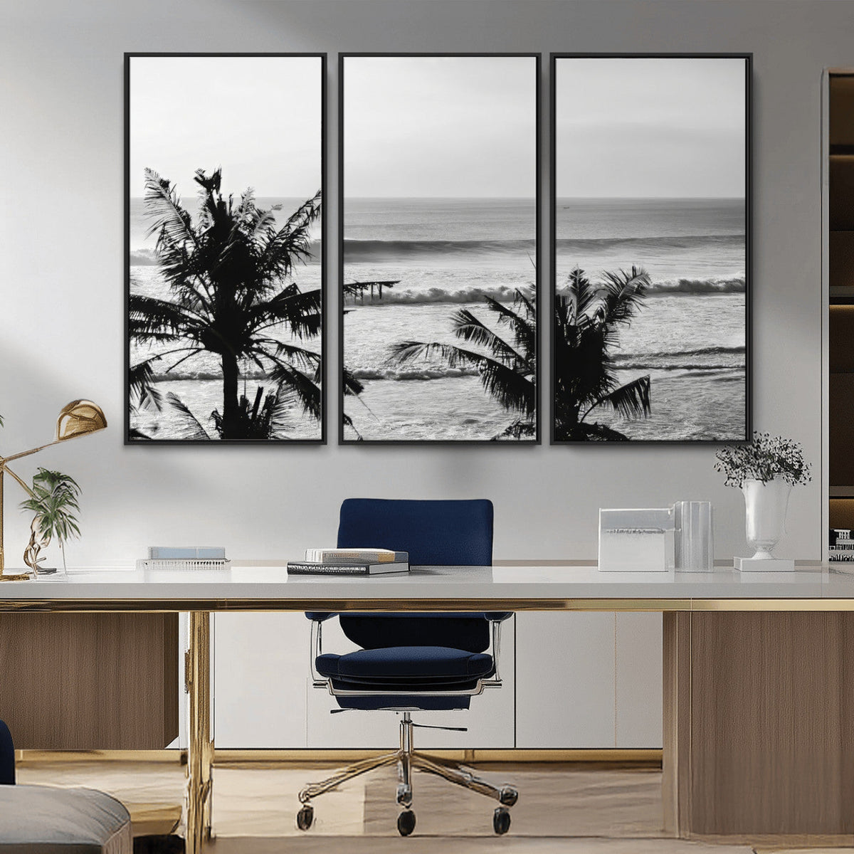Tropical Coastline Wall Art Canvas Print – Framed Palm Trees