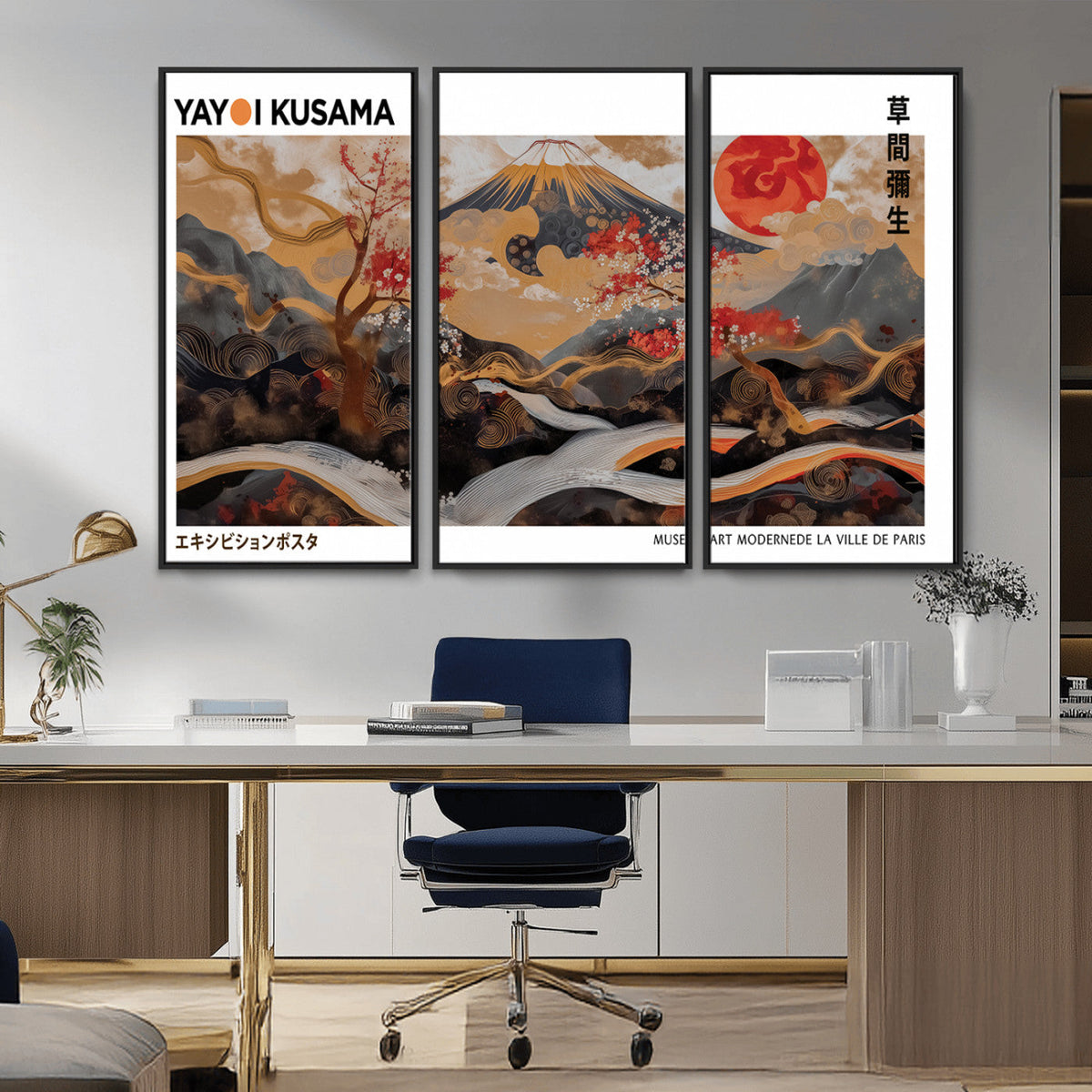 Modern Japanese Wall Art Canvas Print – Framed Abstract