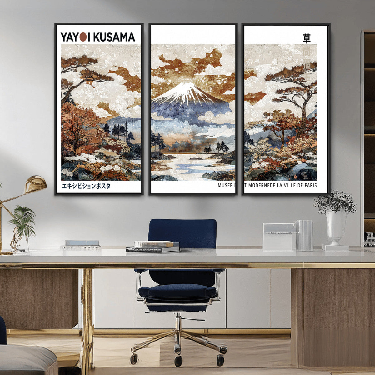 Modern Japanese Wall Art Canvas Print – Framed Abstract