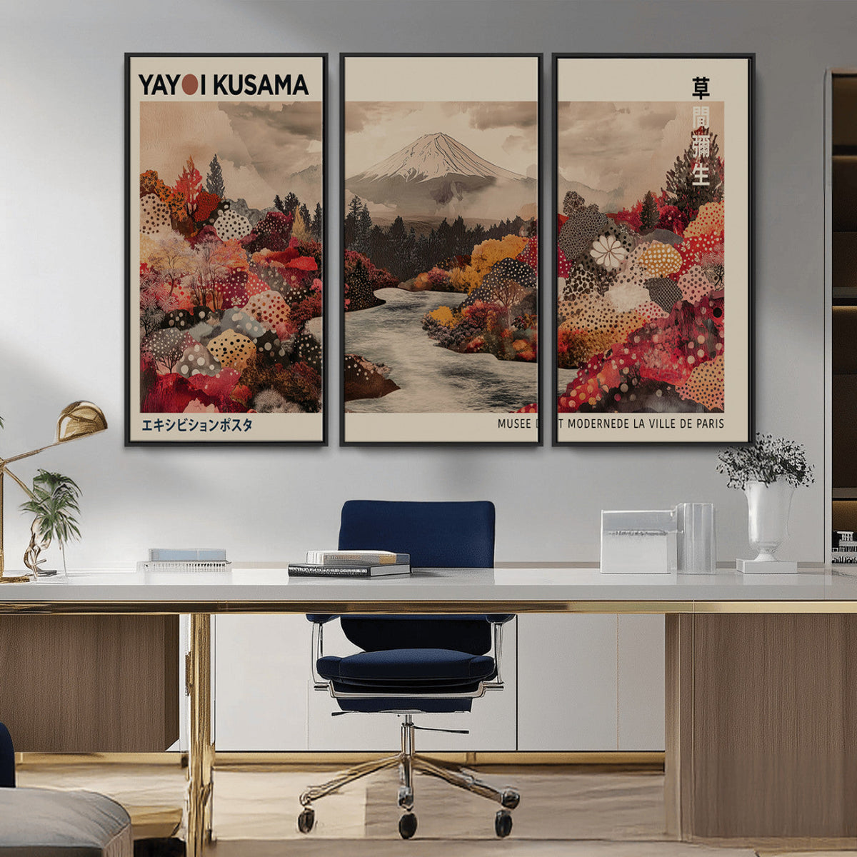 Modern Japanese Wall Art Canvas Print – Framed Abstract