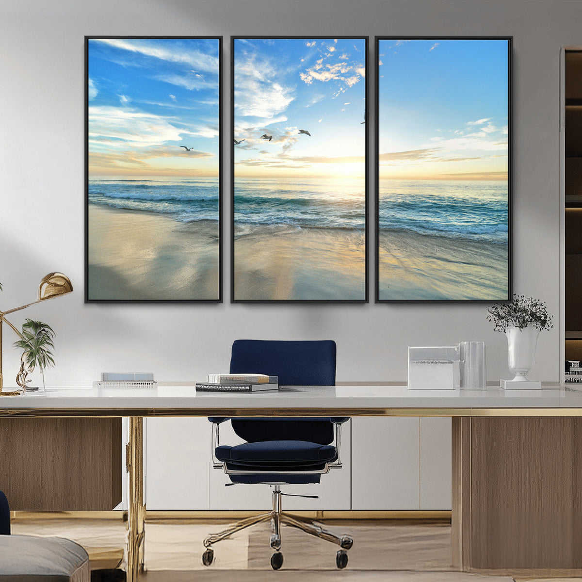 Minimalist Seaside Wall Art Canvas Print – Morning Glow