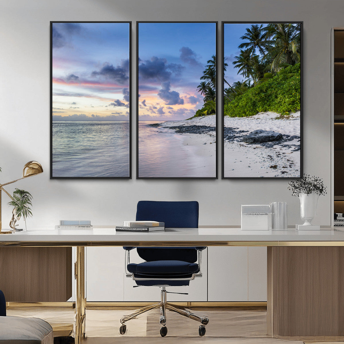 Tropical Beach Wall Art Canvas Print – Framed Sunset Glow