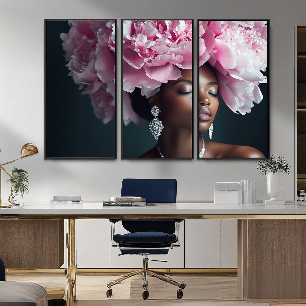 Black Beauty Petal Crown Wall Art Canvas Print – Floral