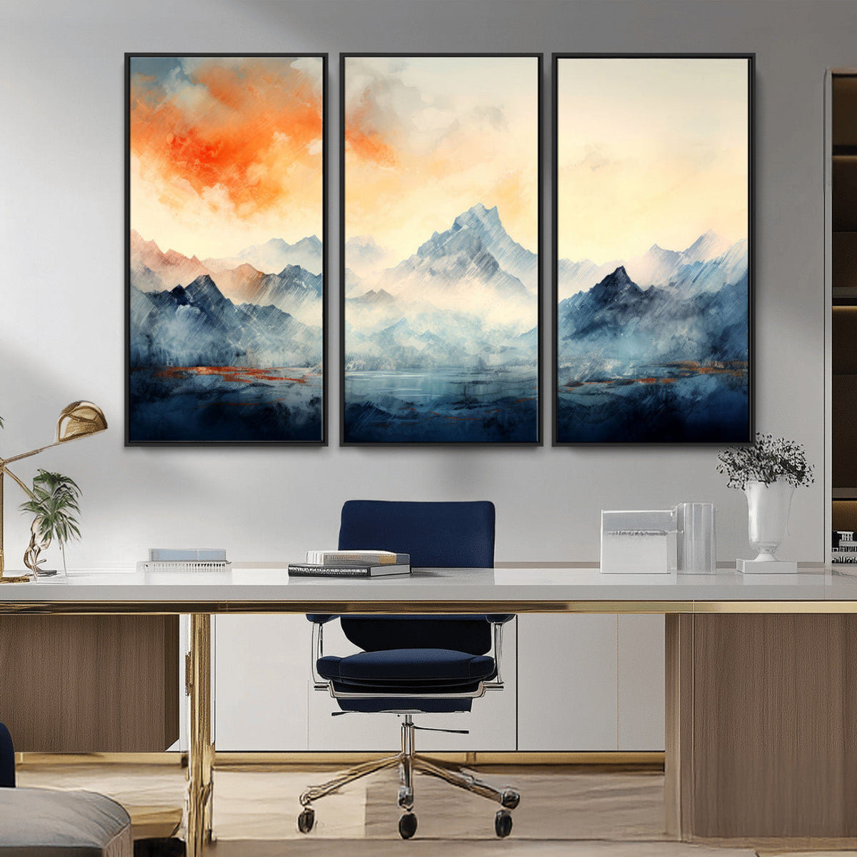 Warm Clouds Abstract Mountain Wall Art Canvas Print