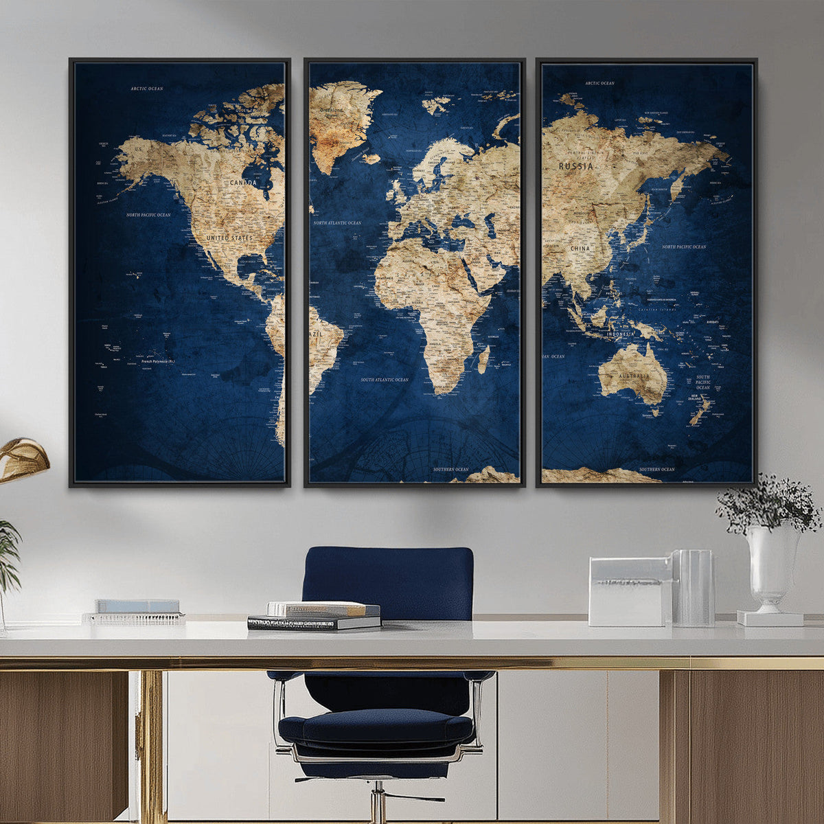 World Map Canvas Print – Framed Travel Map Wall Art for