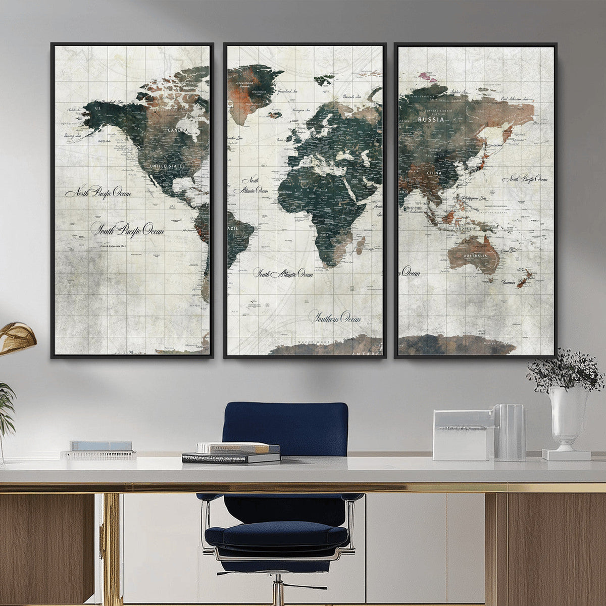 World Map Canvas Print – Framed Travel Map Wall Art for