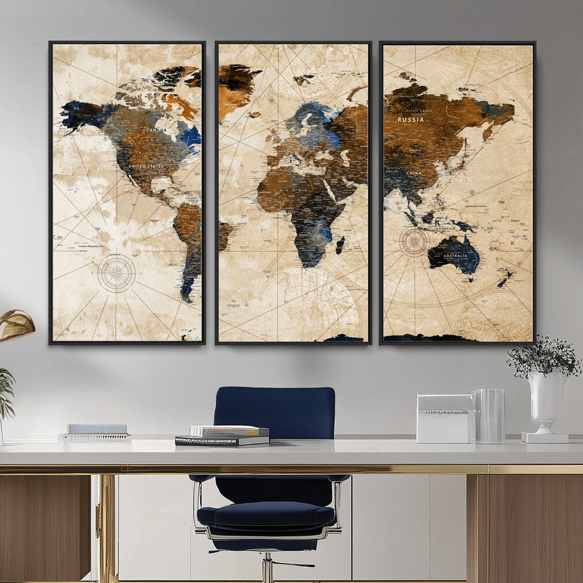 World Map Canvas Print – Framed Travel Map Wall Art for