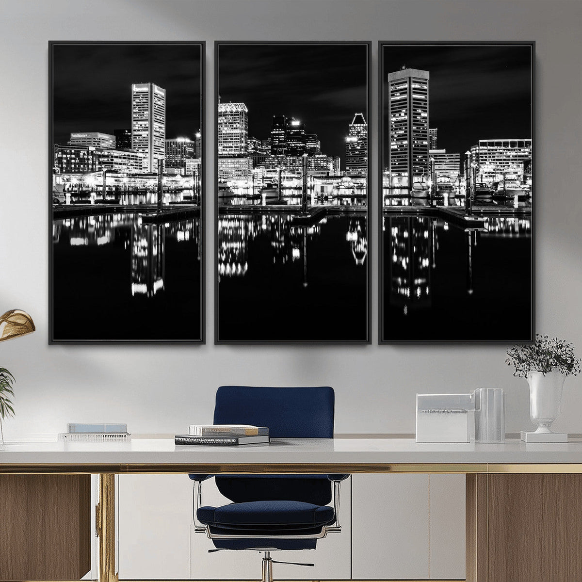 Baltimore Skyline Wall Art Canvas Print, Baltimore Downtown