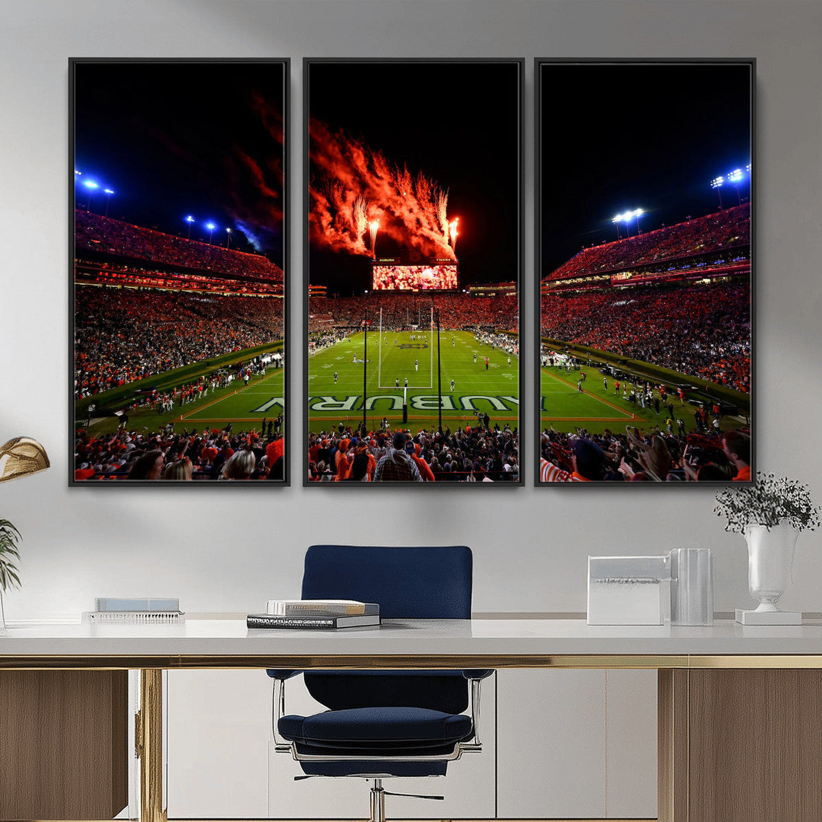 Auburn Stadium Wall Art Canvas Print, College Football Night