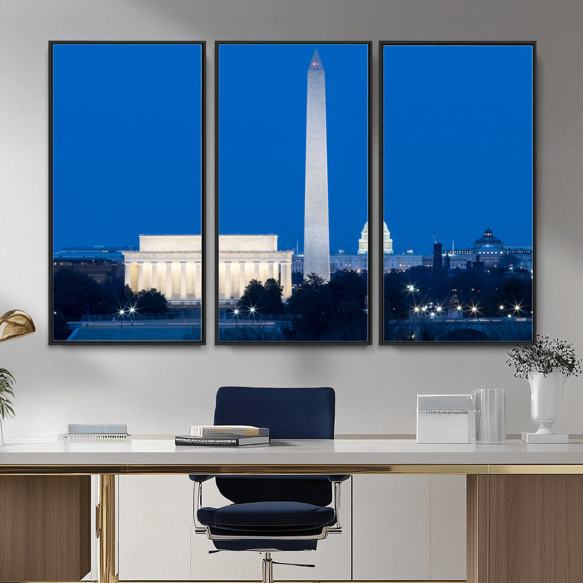 Washington DC Skyline Wall Art Canvas Print – Lincoln