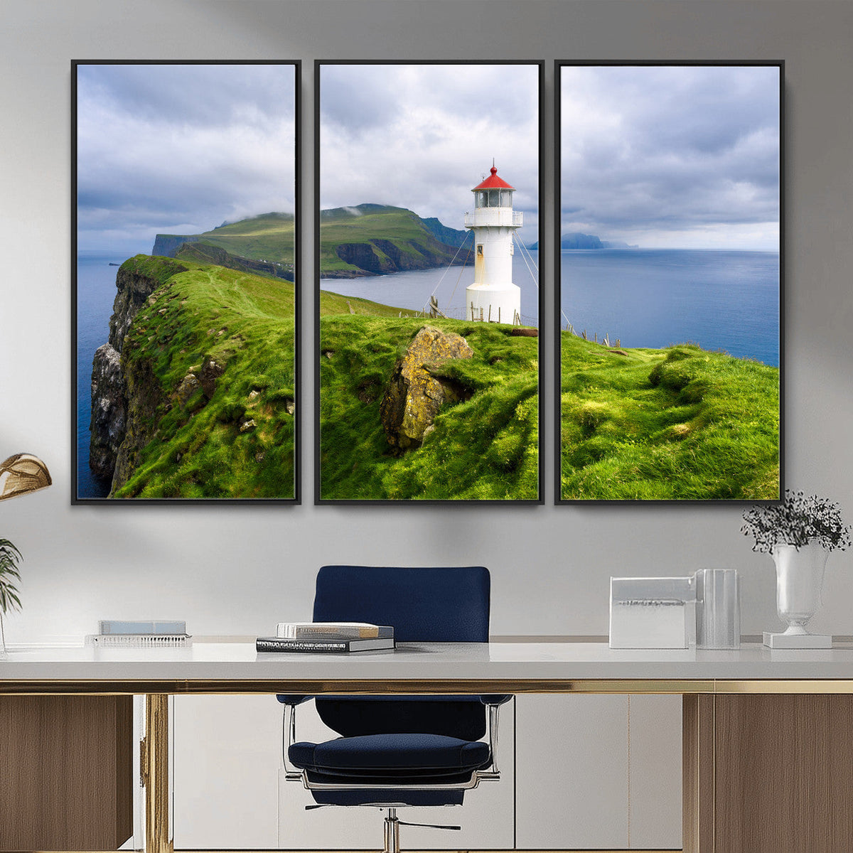 Cliffside Lighthouse Wall Art Canvas Print – Coastal