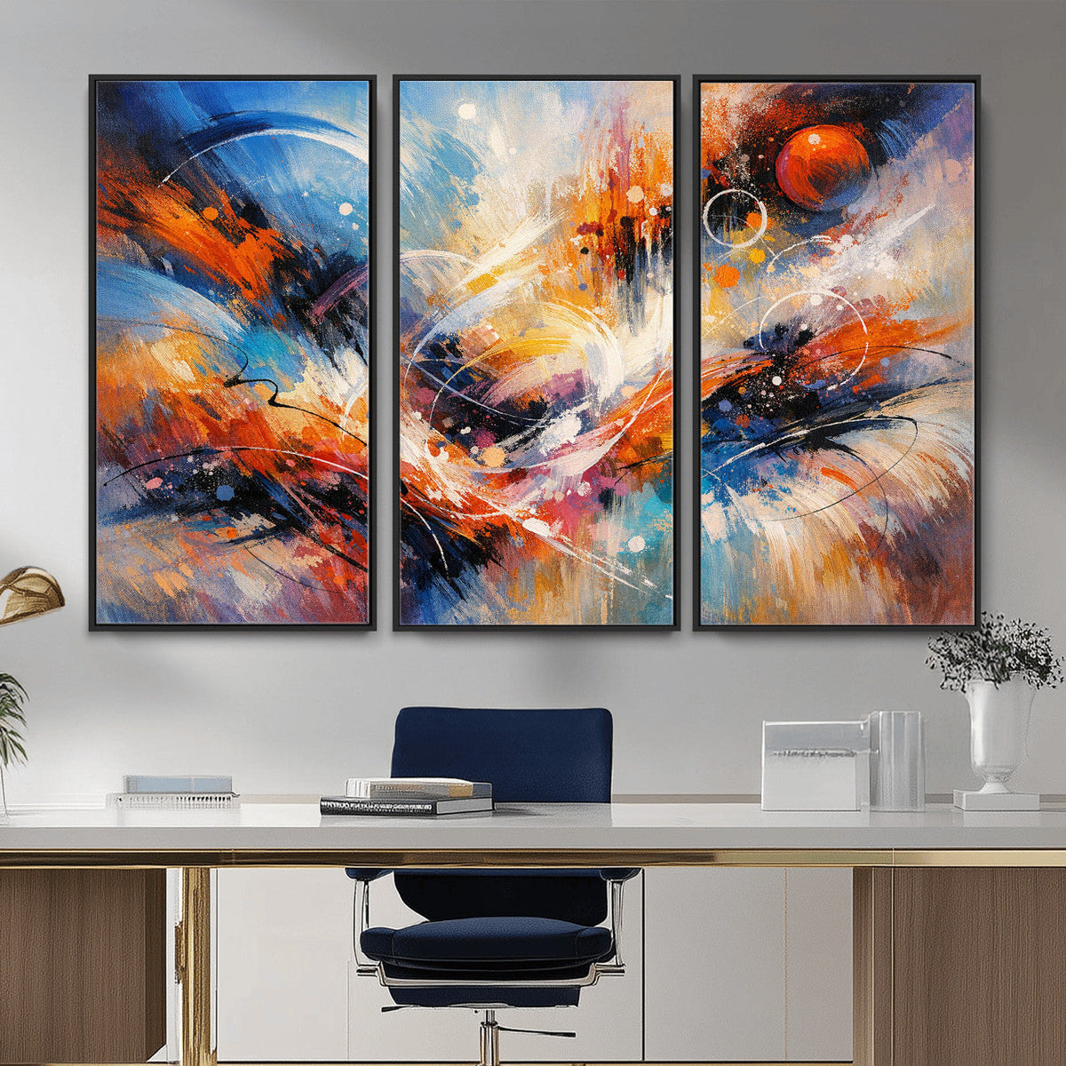 Lyrical Abstraction Wall Art Canvas Print, Orange Blue