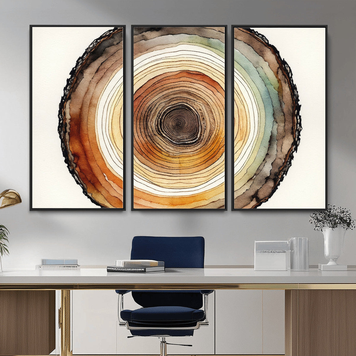 Natural Wood Slice Wall Art Canvas Print, Tree Ring Wall