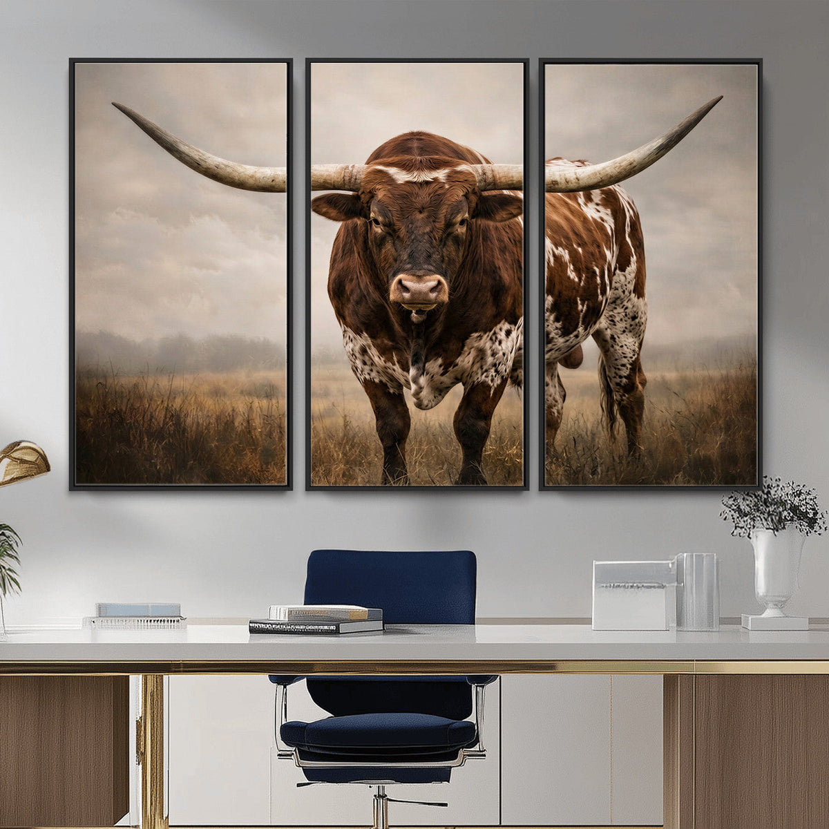 Texas Longhorn Canvas Wall Art Western Bull Desert Moody