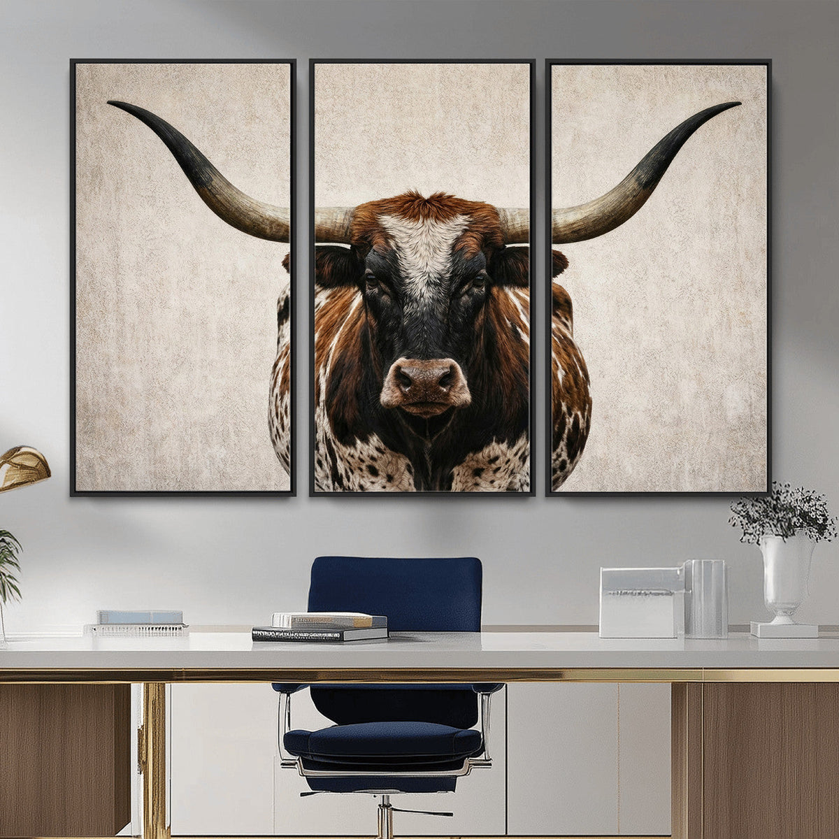 Texas Longhorn Canvas Wall Art Western Bull Desert Moody