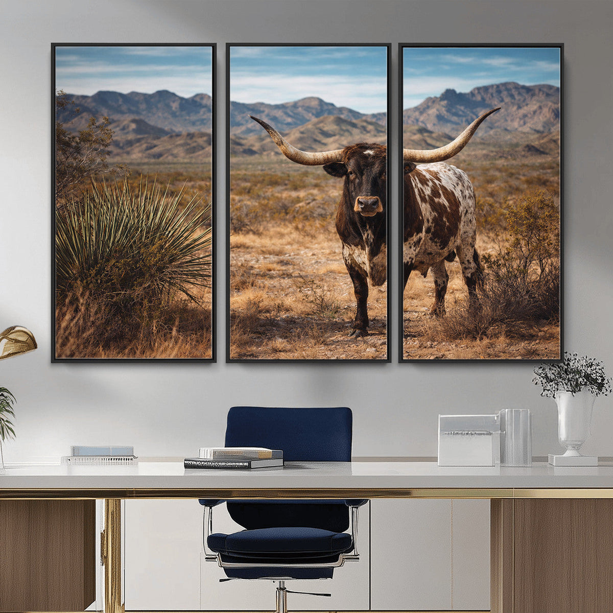Texas Longhorn Canvas Wall Art Western Bull Desert Moody