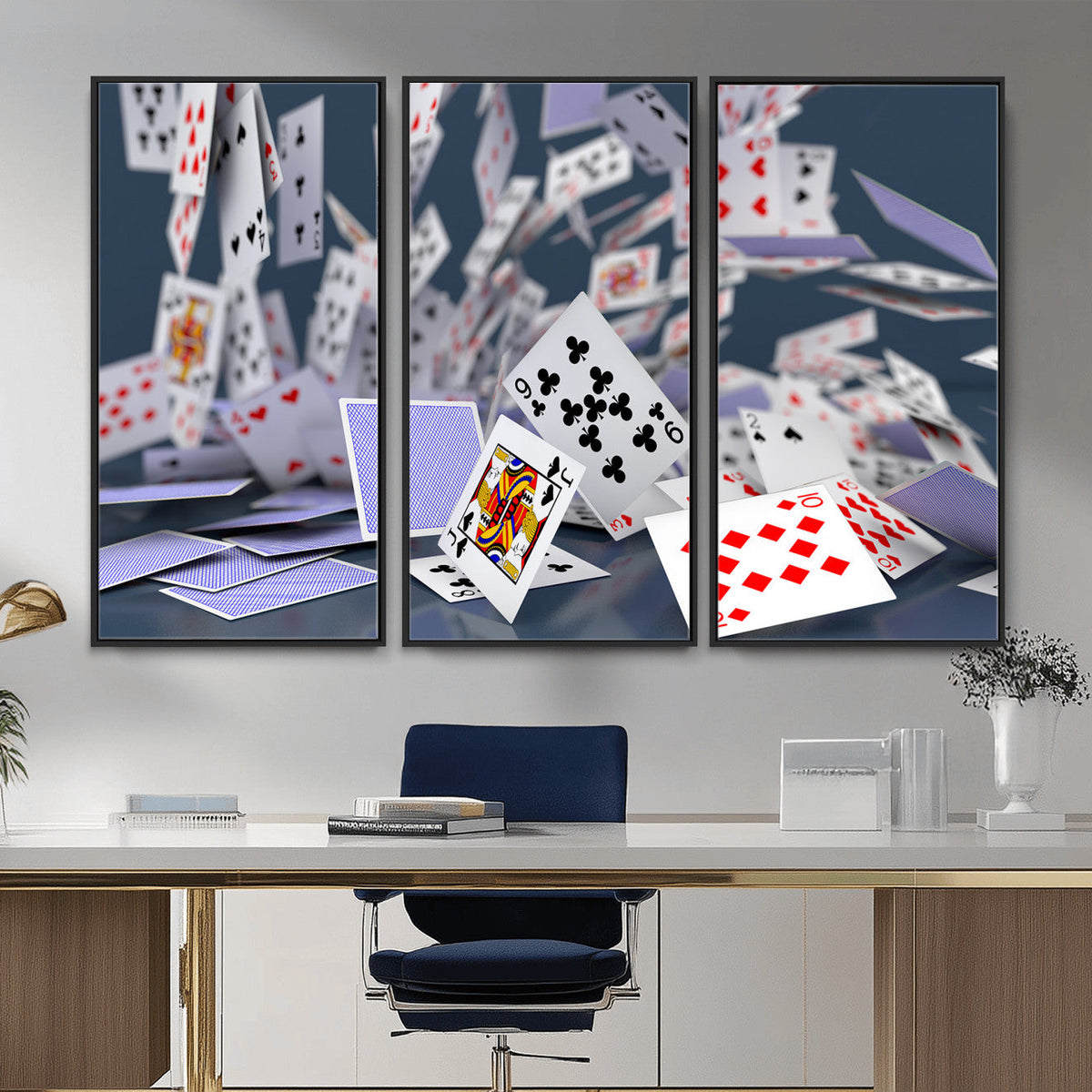 Playing Cards Canvas Wall Art | Casino Game Room Decor,