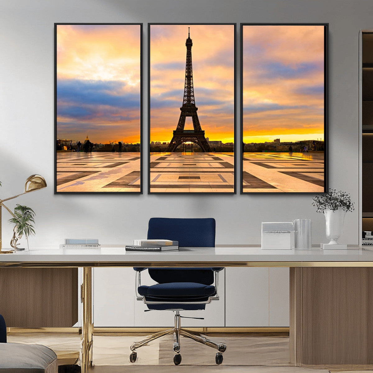Paris Eiffel Tower Sunset Canvas Wall Art Print - Iconic