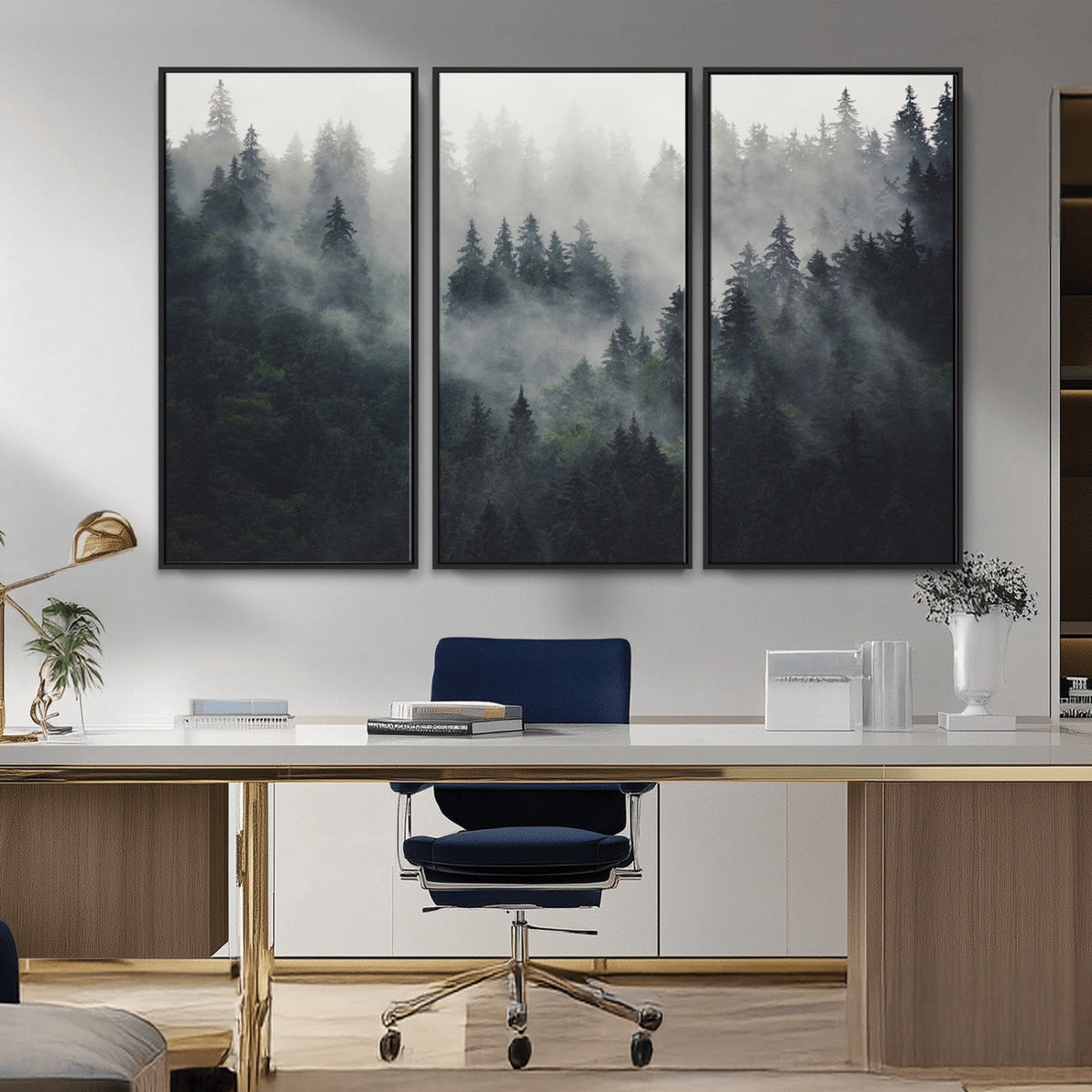 Nature Wall Decor - Serene Triptych Nature Print – Woodland