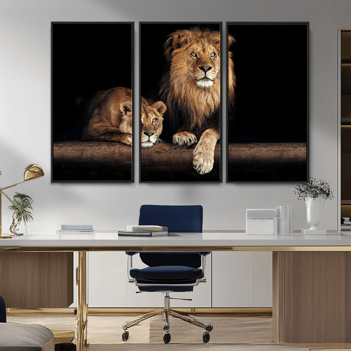 Lion Canvas Wall Art – Majestic Animal Print Artwork for