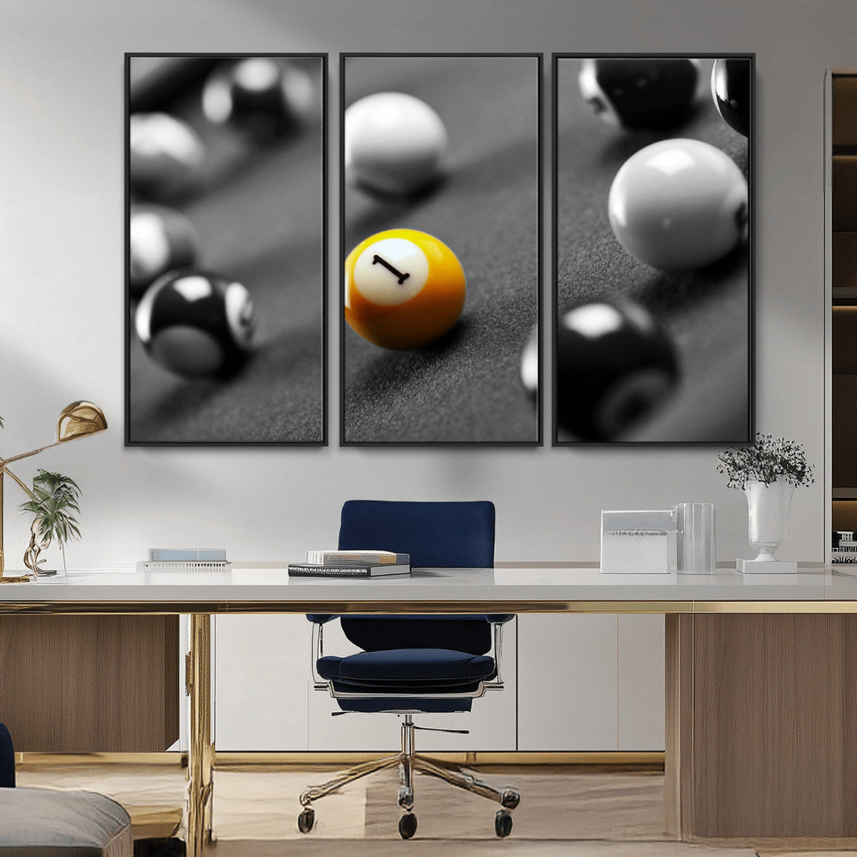 Wall Art Pool Table and Balls Canvas Print