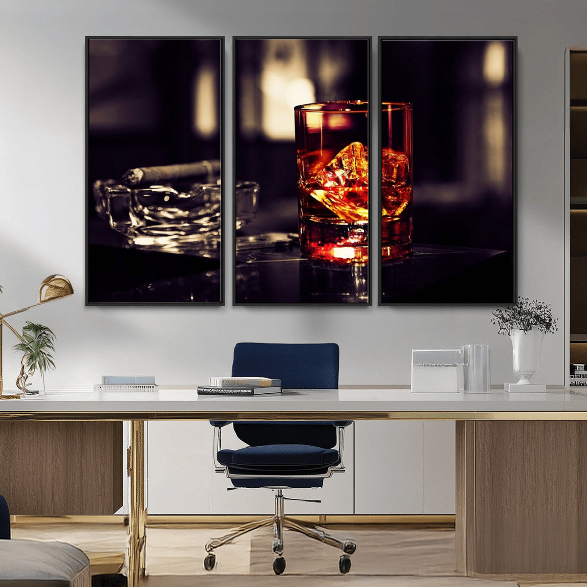 Whiskey and Cigar Canvas – Luxurious Wall Art for Home or