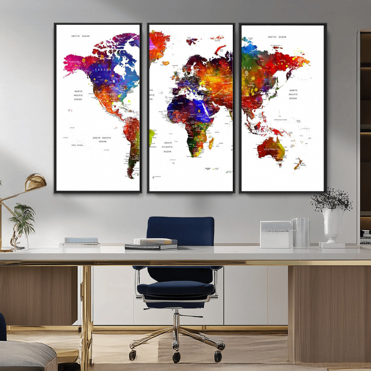 World Map Canvas Print – Detailed Map of the World Wall Art